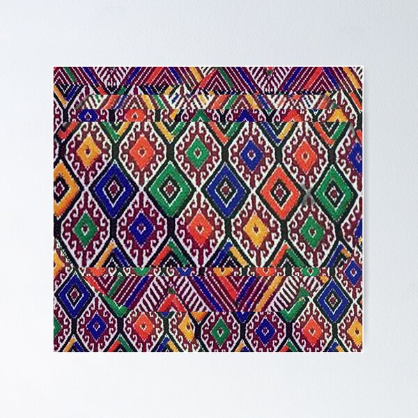 Item preview, Rainbow textile collage Mayan Aztec Mexican Trippy deadhead designed and sold by AuroraXGreen.