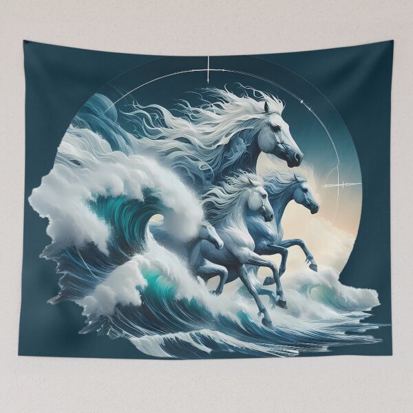 Item preview, White Horses emerge from the sea designed and sold by Vibranta Studio.