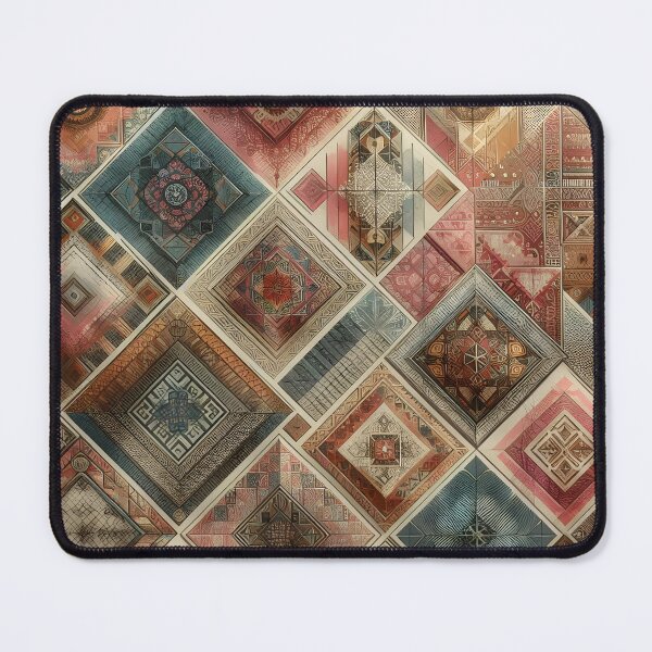 Item preview, Vintage geometric shapes with boho textures and vibrant colors designed and sold by BlackCatspet1.