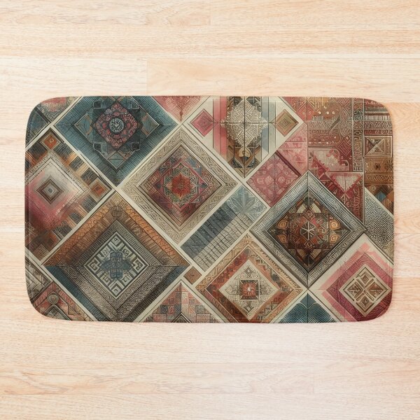 Item preview, Vintage geometric shapes with boho textures and vibrant colors designed and sold by BlackCatspet1.