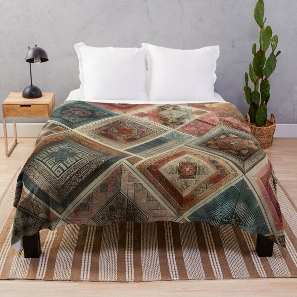 Item preview, Vintage geometric shapes with boho textures and vibrant colors designed and sold by BlackCatspet1.
