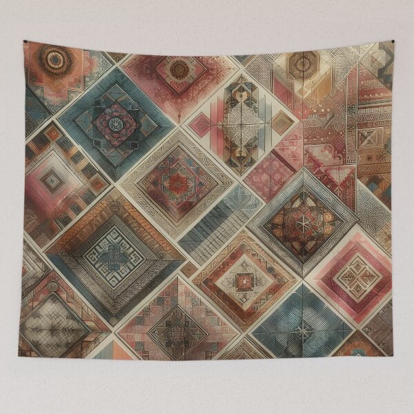 Item preview, Vintage geometric shapes with boho textures and vibrant colors designed and sold by BlackCatspet1.
