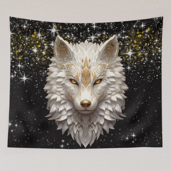 Item preview, Majestic White Wolf with Golden Accents designed and sold by Sillytoe.