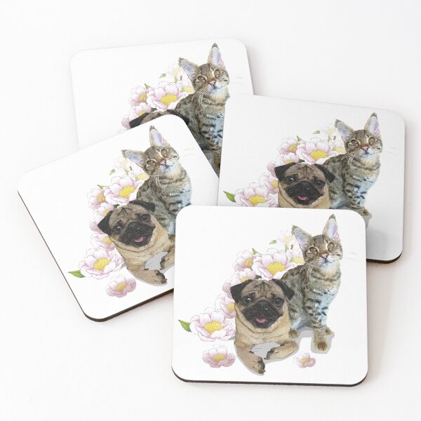 Item preview, cat and pug designed and sold by obscurite.