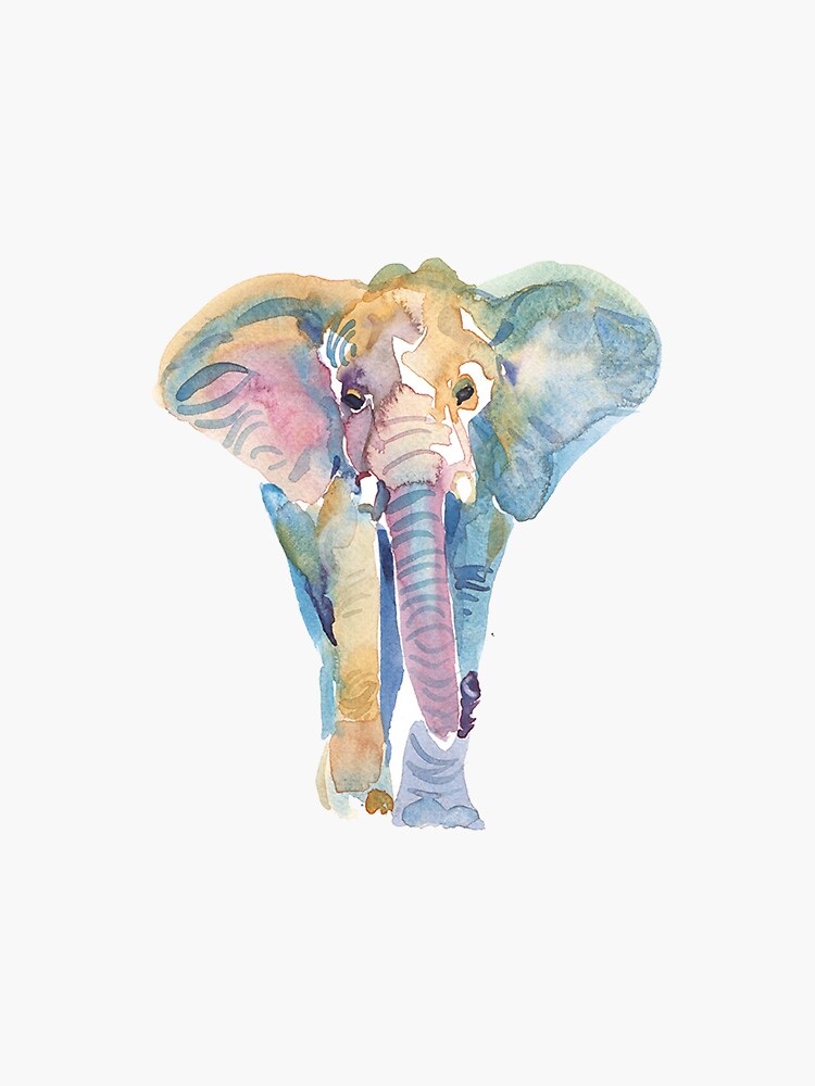 Thumbnail 3 of 3, Sticker, Watercolor Elephant designed and sold by janachesnut.