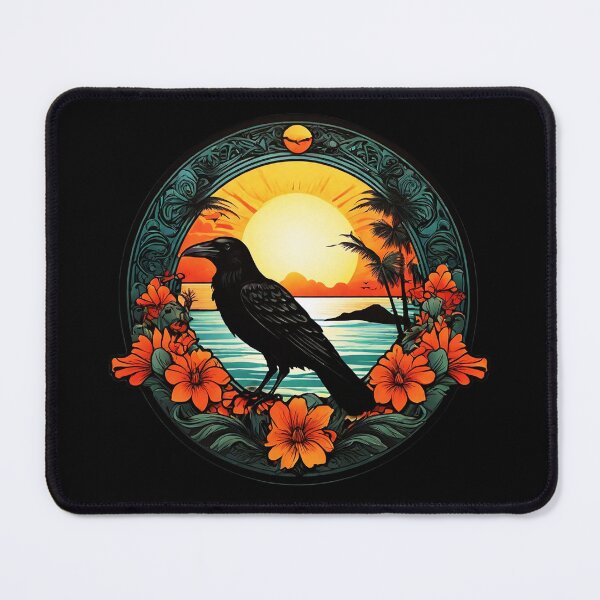 Item preview, Sunset Beach Crow by the Ocean with Flowers designed and sold by NautiChic.