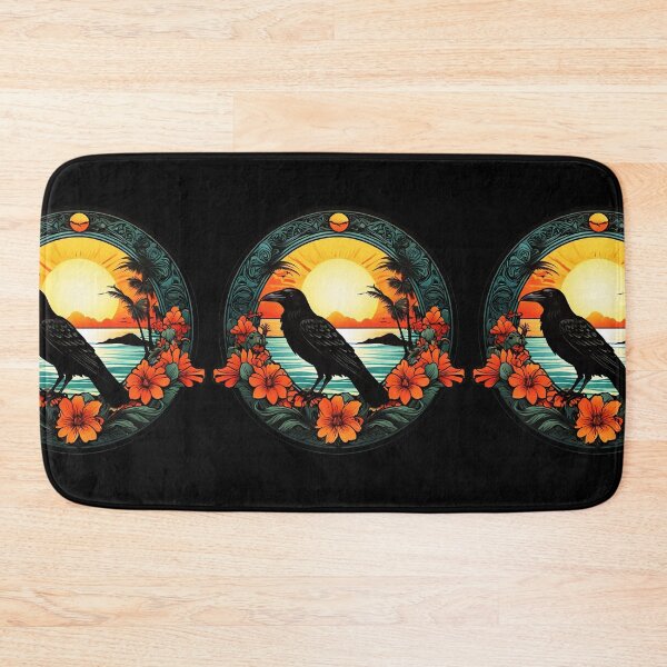 Item preview, Sunset Beach Crow by the Ocean with Flowers designed and sold by NautiChic.