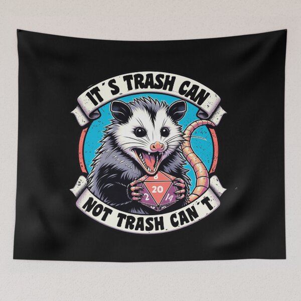 Item preview, DND Opossum D20 dice: Funny Trash animal RPG quote: It´s trash can, not trash can´t ! designed and sold by DungeonAtelier.