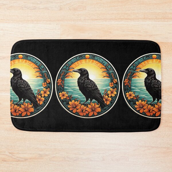 Item preview, Sunset Beach Raven by the Ocean with Flowers designed and sold by NautiChic.