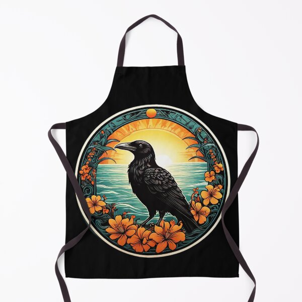 Item preview, Sunset Beach Raven by the Ocean with Flowers designed and sold by NautiChic.