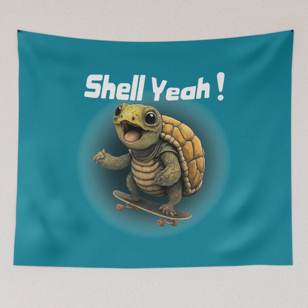 Item preview, Shell yeah _ funny skater turtle, gen z humour, designed and sold by Tanuja  Sharma.