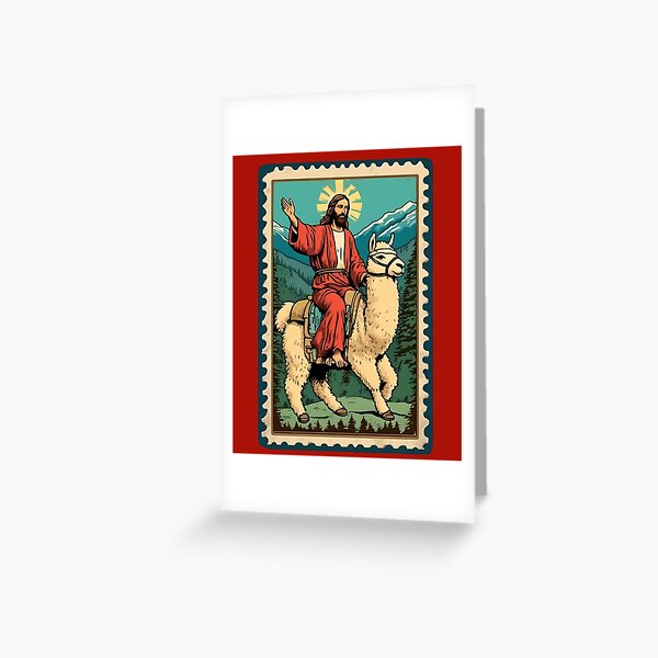 Item preview, The Funny Lord Jesus Riding Alpaca Christ Pride Seasons Llama Lover designed and sold by FociCreate.