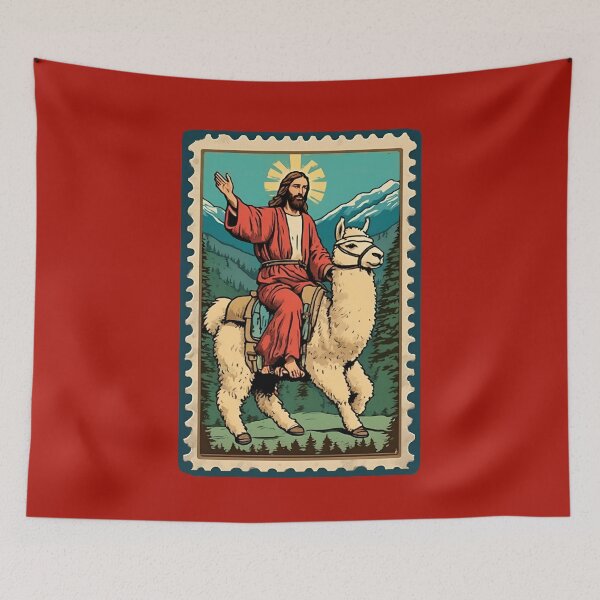 Item preview, The Funny Lord Jesus Riding Alpaca Christ Pride Seasons Llama Lover designed and sold by FociCreate.