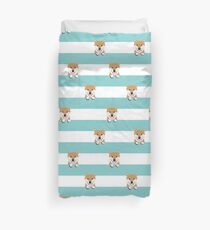 shiba inu stripes dog breed gifts Duvet Cover