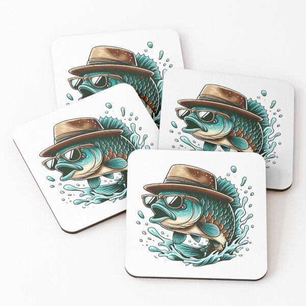 Item preview, A fish wearing a hat and sunglasses splashing out of the water designed and sold by emmah3gjfb.