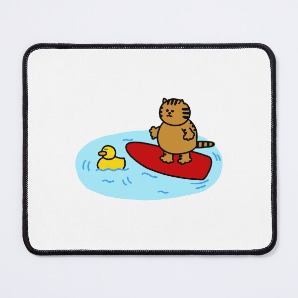 Item preview, a Cat and a Duck riding a surfboard designed and sold by superbaechoo.