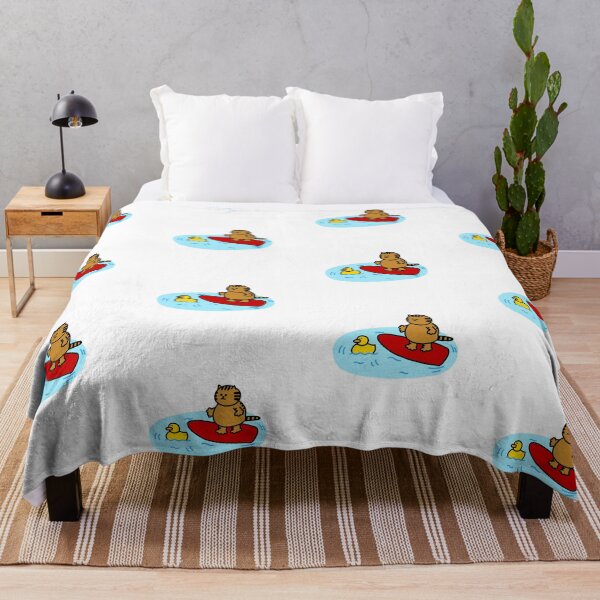Item preview, a Cat and a Duck riding a surfboard designed and sold by superbaechoo.