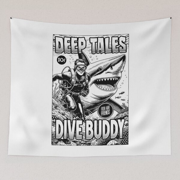 Item preview, Funny Diver Deep Tales Shark Dive Buddy Scuba Diving Comic designed and sold by GrandeDuc.