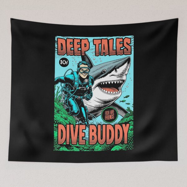 Item preview, Funny Diver Deep Tales Shark Dive Buddy Scuba Diving Comic designed and sold by GrandeDuc.
