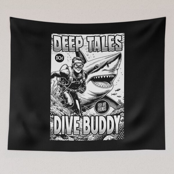 Item preview, Funny Diver Deep Tales Shark Dive Buddy Scuba Diving Comic designed and sold by GrandeDuc.