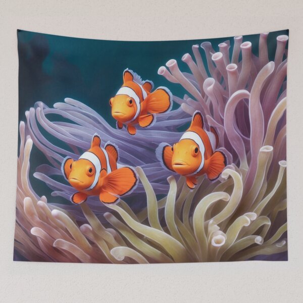 Item preview, Several clownfishes among anemones. Underwater artwork. Color sketch style  designed and sold by Andrey-Myagkov.