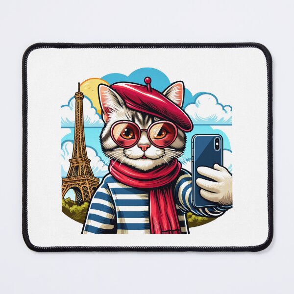 Item preview, Beret Playful Selfie Cat Eiffel Tower designed and sold by Simplystik.