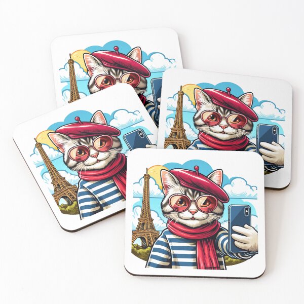 Item preview, Beret Playful Selfie Cat Eiffel Tower designed and sold by Simplystik.