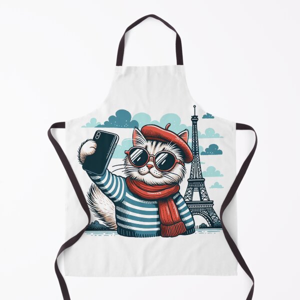 Item preview, Whimsical Parisian Cat Selfie - Cartoon Art designed and sold by Simplystik.
