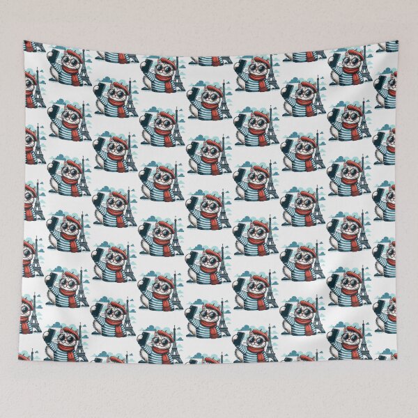 Item preview, Whimsical Parisian Cat Selfie - Cartoon Art designed and sold by Simplystik.