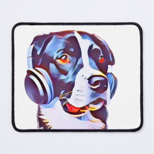 Item preview, dog listening to music designed and sold by Urbanclassy.