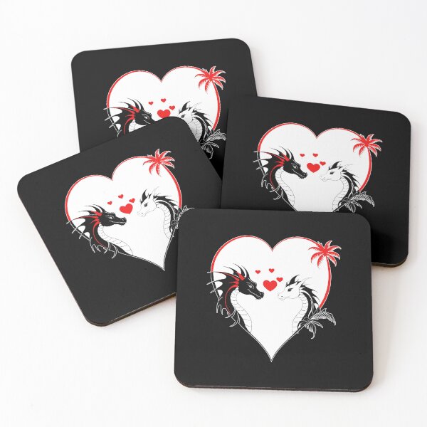 Item preview, Dragons in Love in Black and White with Red in Heart Shape designed and sold by Beachy.