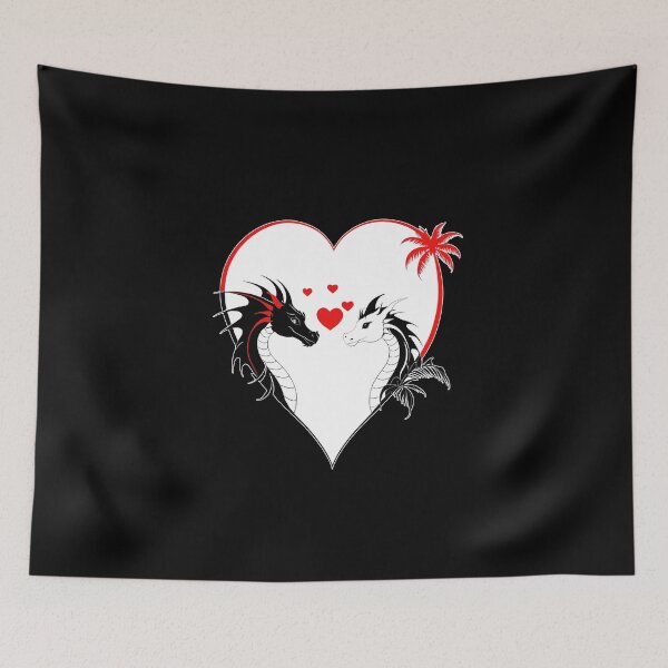 Item preview, Dragons in Love in Black and White with Red in Heart Shape designed and sold by Beachy.