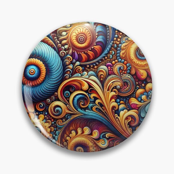 Item preview, Groovy fractal swirls with retro 60s floral patterns designed and sold by BlackCatspet1.