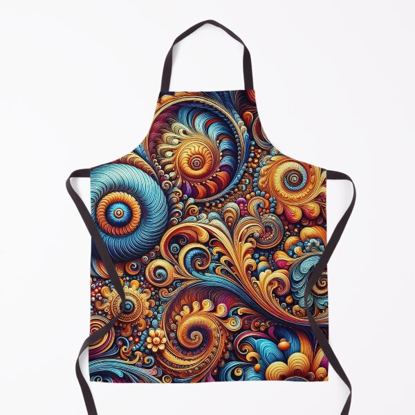 Item preview, Groovy fractal swirls with retro 60s floral patterns designed and sold by BlackCatspet1.