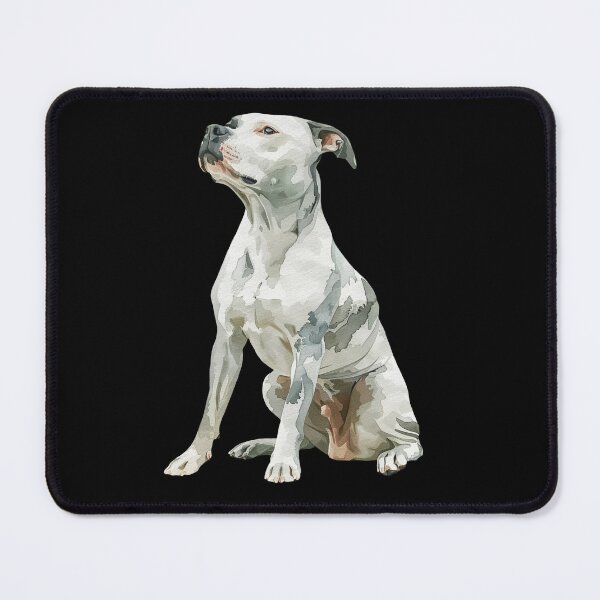 Item preview, white pitbull watercolor designed and sold by EmeraldeaArt.