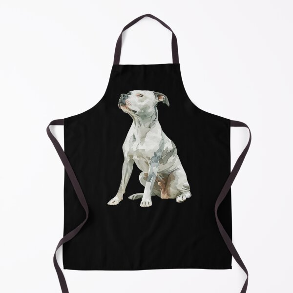 Item preview, white pitbull watercolor designed and sold by EmeraldeaArt.