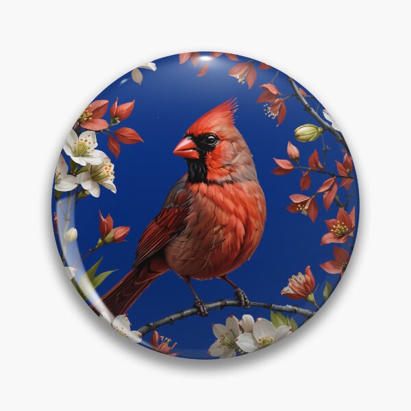 Item preview, A Red Cardinal Bird Surrounded by Cornus florida Flowers designed and sold by taiche.