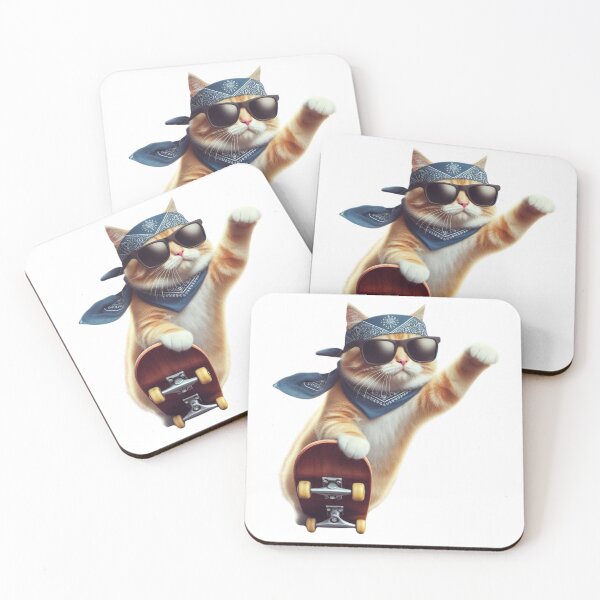 Item preview, Skateboarding Cat in Sunglasses and Bandana designed and sold by C73Design.