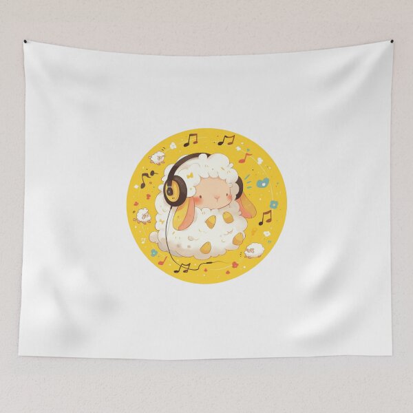 Item preview, Cute Lamb Listening to music // Loving Lamb Animal // Sheep designed and sold by SMARTKIT  DESIGNAGENCY.