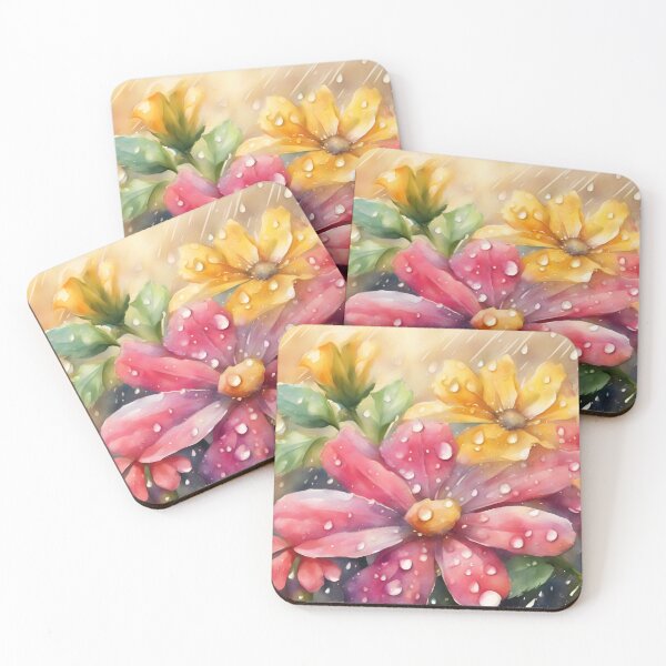 Item preview, Yellow and Pink Flowers in Rain designed and sold by CalmnessbyChoice.