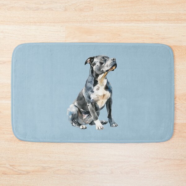 Item preview, grey pitbull watercolor art designed and sold by EmeraldeaArt.