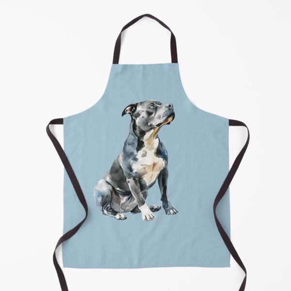 Item preview, grey pitbull watercolor art designed and sold by EmeraldeaArt.