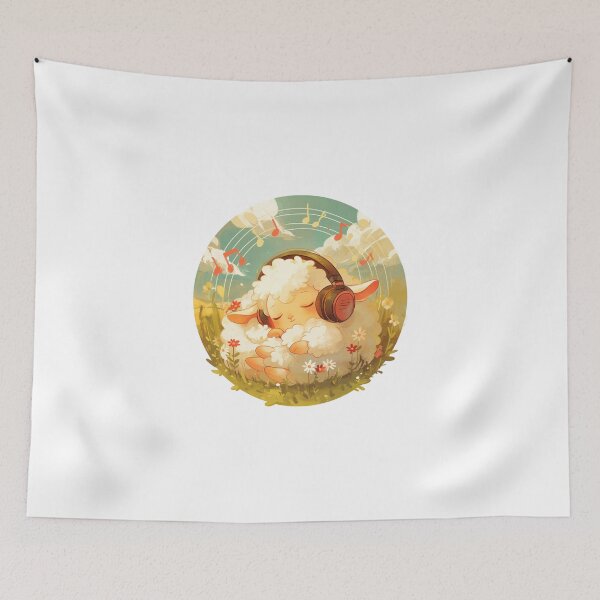 Item preview, Cute Lamb Listening to music // Loving Lamb Animal // Sheep designed and sold by SMARTKIT  DESIGNAGENCY.