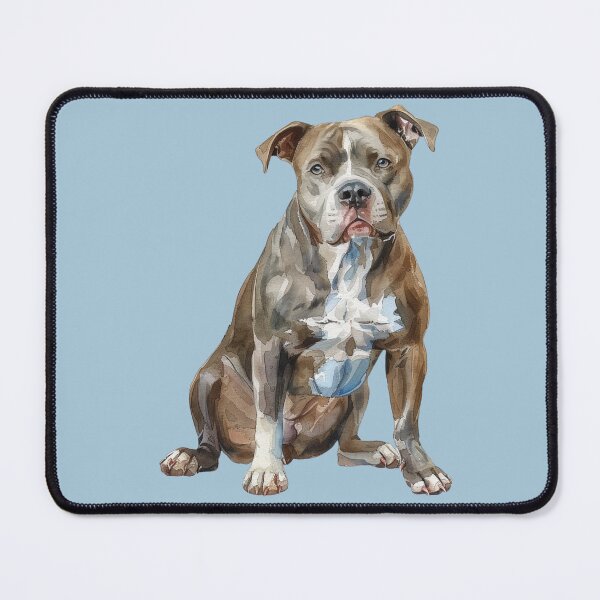 Item preview, brown pitbull watercolor art designed and sold by EmeraldeaArt.