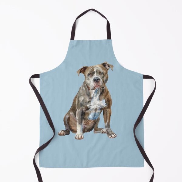 Item preview, brown pitbull watercolor art designed and sold by EmeraldeaArt.