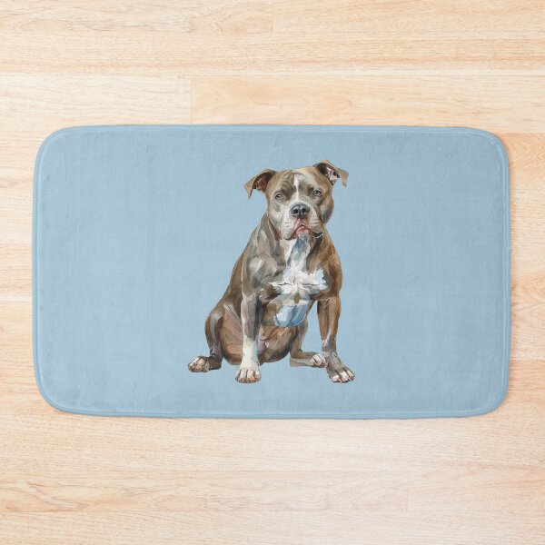 Item preview, brown pitbull watercolor art designed and sold by EmeraldeaArt.
