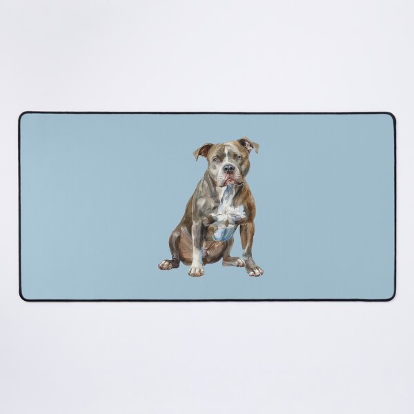Item preview, brown pitbull watercolor art designed and sold by EmeraldeaArt.