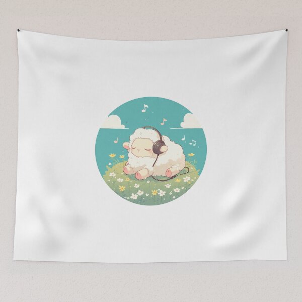 Item preview, Cute Lamb Listening to music // Loving Lamb Animal // Sheep designed and sold by SMARTKIT  DESIGNAGENCY.