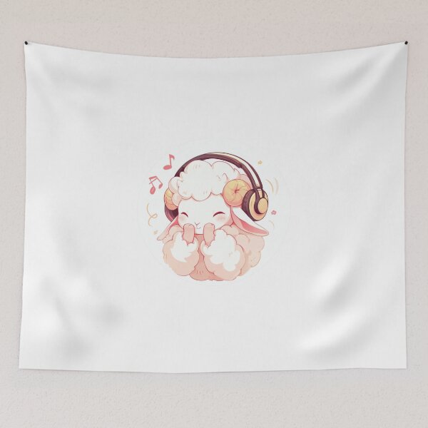 Item preview, Cute Lamb Listening to music // Loving Lamb Animal // Sheep designed and sold by SMARTKIT  DESIGNAGENCY.