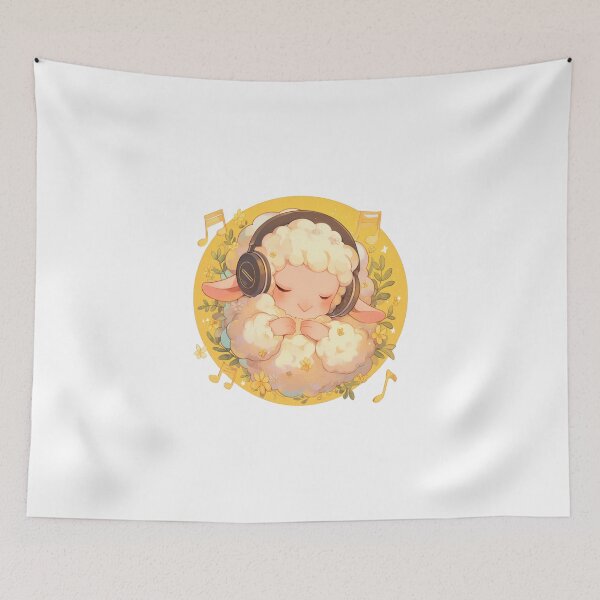 Item preview, Cute Lamb Listening to music // Loving Lamb Animal // Sheep designed and sold by SMARTKIT  DESIGNAGENCY.